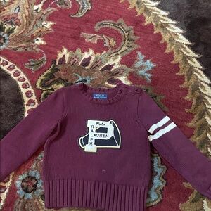 Ralph Lauren Maroon Varsity Knit Sweater with Logo